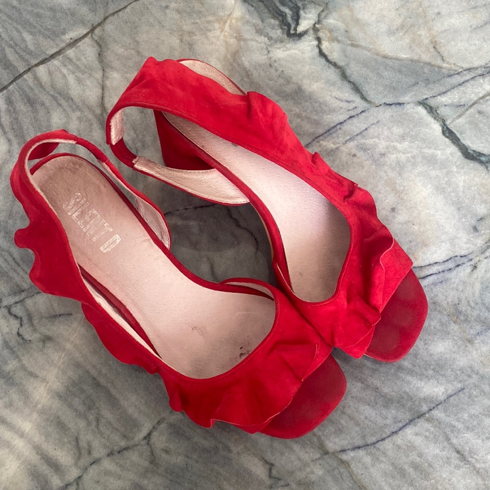 Silent D | Red Ruffle Heels | Used Lightly